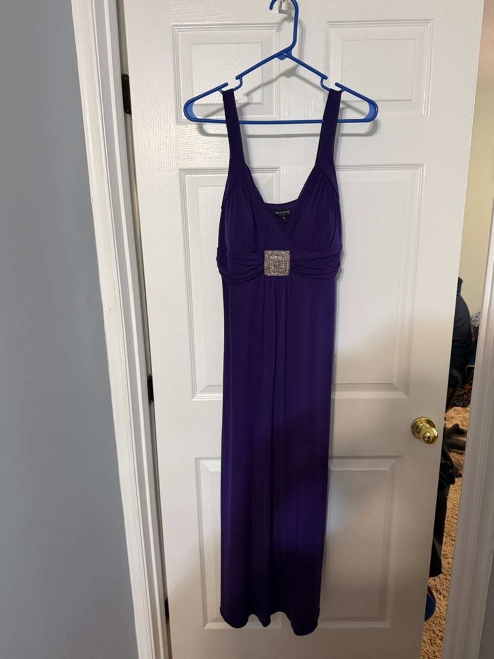 Enfocus Studio Deep Purple Maxi Dress with Embellished Waist